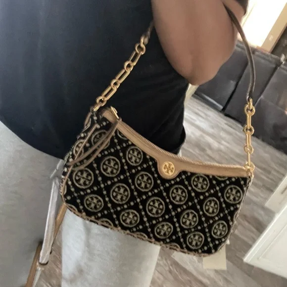 New 🖤 Tory Burch T Monogram Chenille Studio Shoulder Bag - Picture 8 of 14